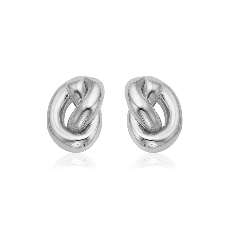 14k White Gold Polished Knot Earrings