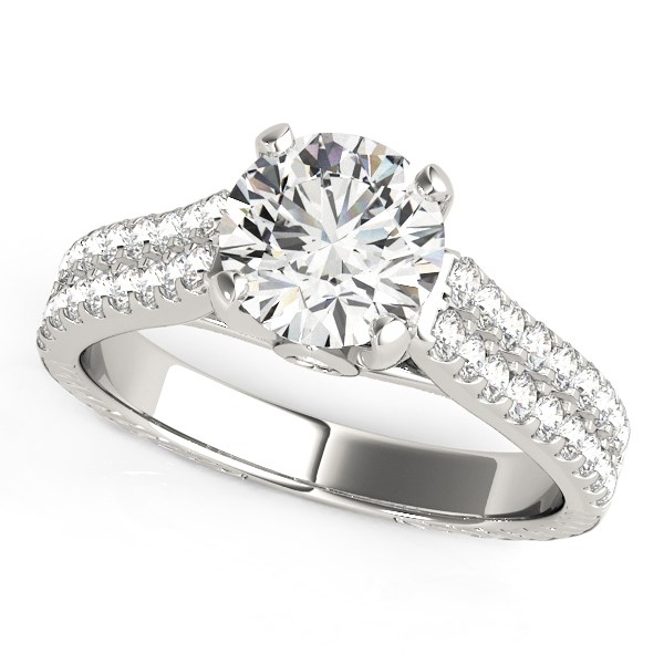 The 14k White Gold Round Diamond Engagement Ring with Pave Band (2 cttw)