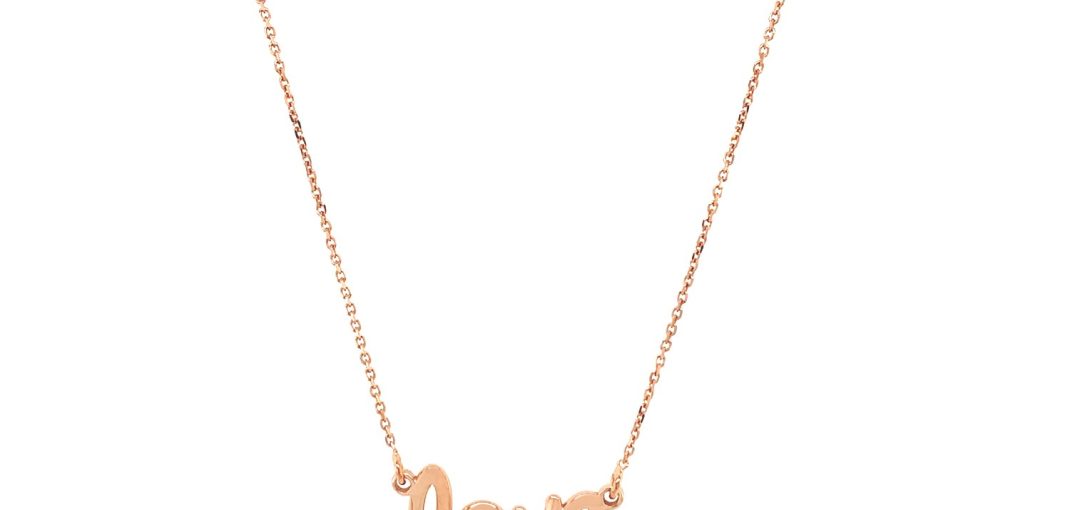 Buy the the 14k Rose Gold Script LOVE Necklace