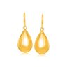 14k Yellow Gold Polished Teardrop Motif Drop Earrings.