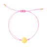 9 1/4 inch Pink Cord Adjustable Bracelet with 14k Yellow Gold Circle.