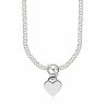 Sterling Silver Rhodium Plated Rolo Chain Necklace with a Heart Toggle Charm