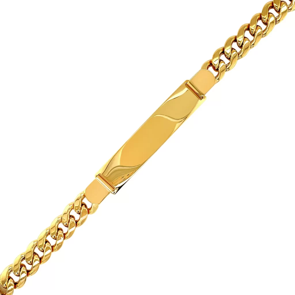 14k Yellow Gold Men’s ID Cuban Chain Bracelet