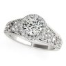 14k White Gold Diamond Engagement Ring with Baroque Shank Design