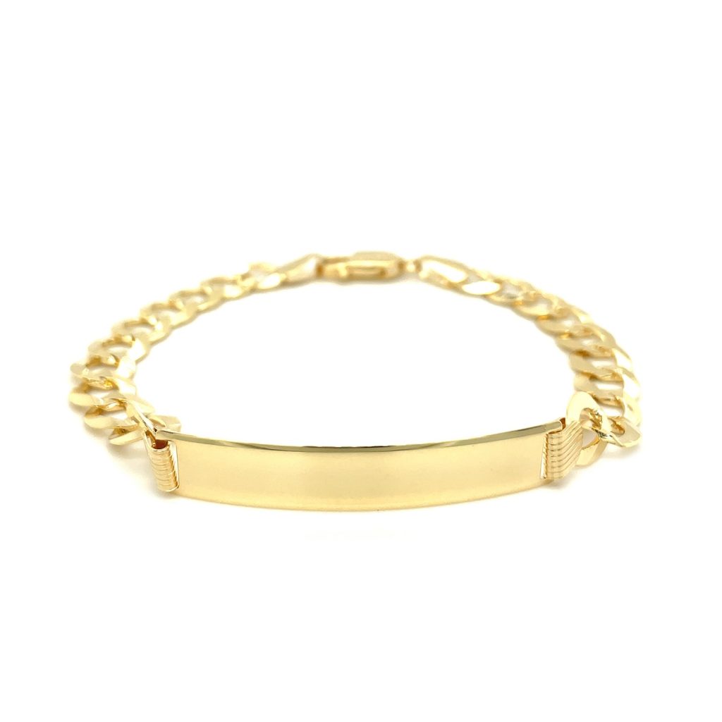 14k Yellow Gold 8 1-2 inch Mens Curb Chain ID Bracelet