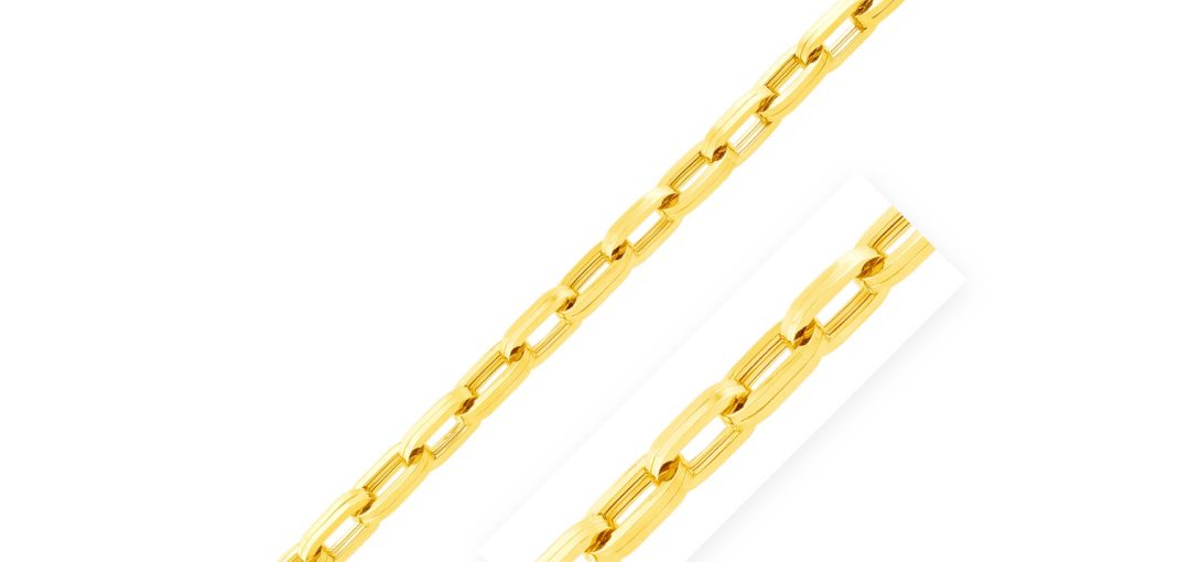 14k Yellow Gold 8 1-2 inch Mens Wide Paperclip Chain Bracelet