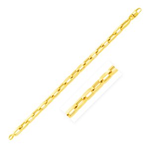 14k Yellow Gold 8 1-2 inch Mens Wide Paperclip Chain Bracelet
