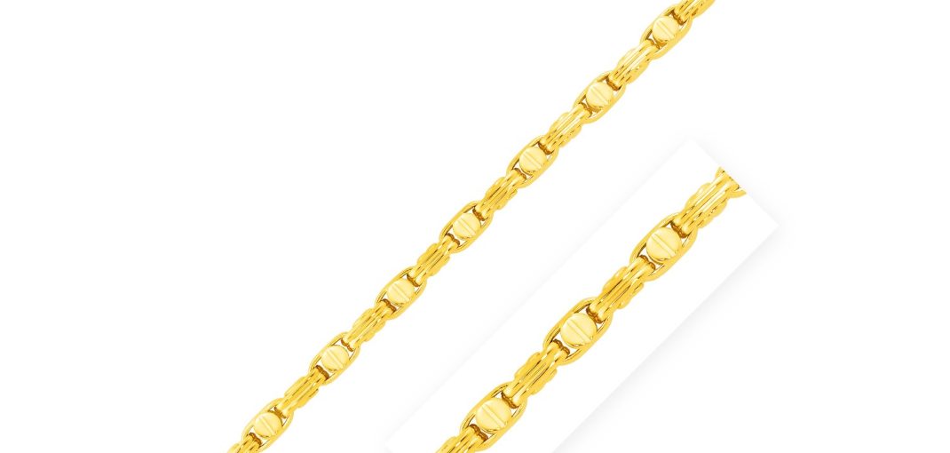 14k Yellow Gold 8 and half inch Mens Anchor Chain Bracelet