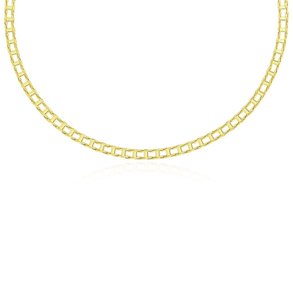 14k Yellow Gold Men’s Necklace with Track Design Links