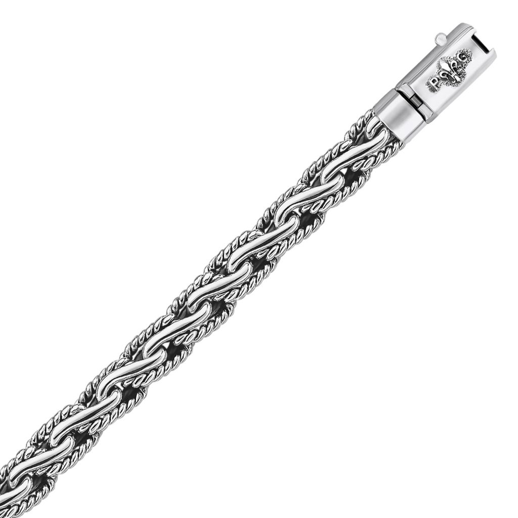 Oxidized Sterling Silver Men’s Chain Bracelet in a Cable Motif