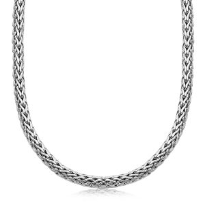 Oxidized Sterling Silver Wheat Style Chain Men’s Necklace