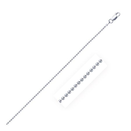 Rhodium Plated 1.5mm Sterling Silver Bead Style Chain (1.50 mm)