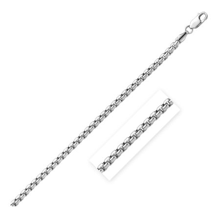 Sterling Silver Rhodium Plated Round Box Chain (4.40 mm)