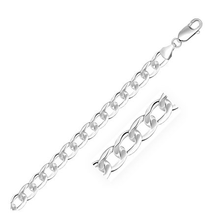 Rhodium Plated Sterling Silver Curb Style Bracelet (7.90 mm)