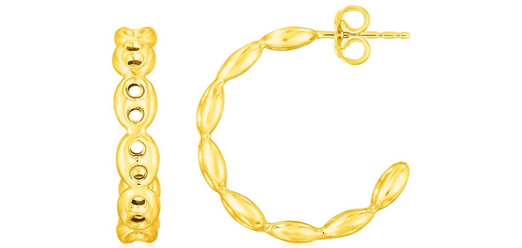 14K Yellow Gold Hoop Mariner Chain Earrings