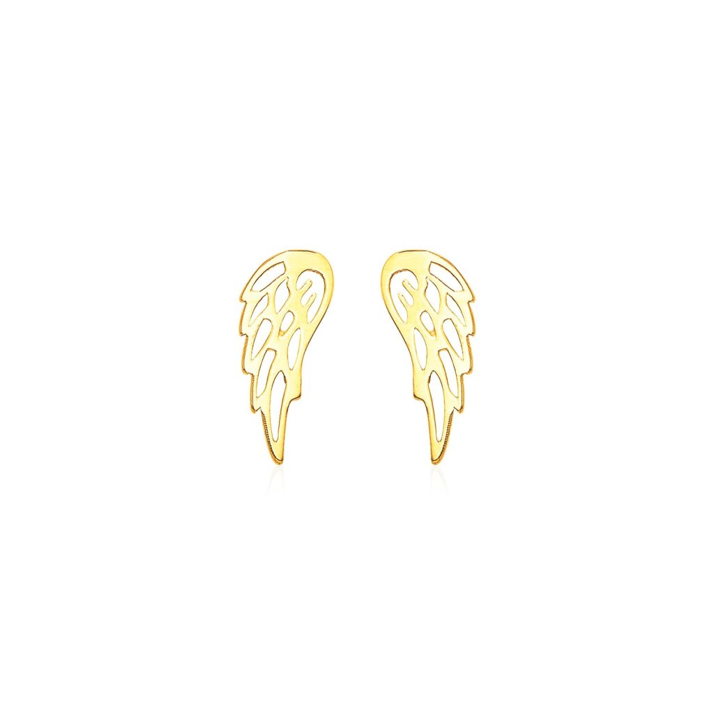 14k Yellow Gold Polished Wing Post Earrings