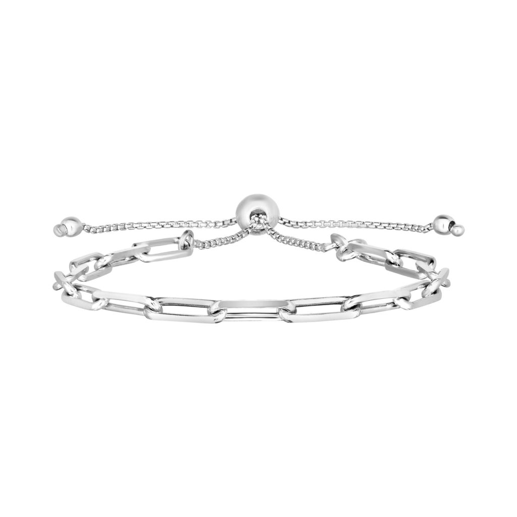 Sterling Silver Paperclip Chain Adjustable Bracelet - 3.80 mm