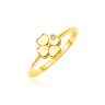 14k Yellow Gold Polished Four Leaf Clover Ring with Diamond.