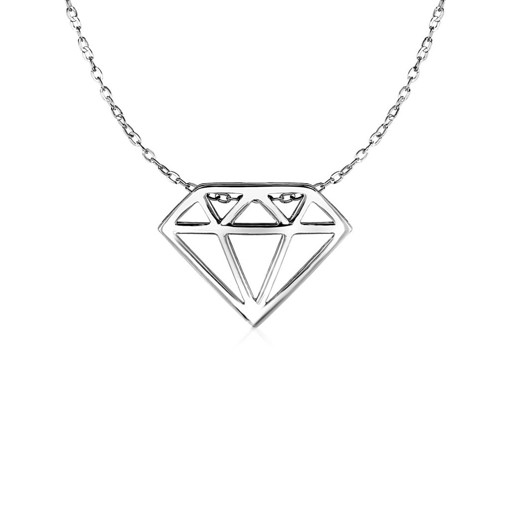 Diamond Symbol Pendant in 14k White Gold.