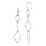 Sterling Silver Textured Interlocking Diamond Motif Dangle Earrings.