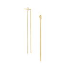 14k Yellow Gold Double Chain Style Drop Earrings.