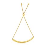 14k Yellow Gold Lariat Bracelet with Polished Curved Bar.